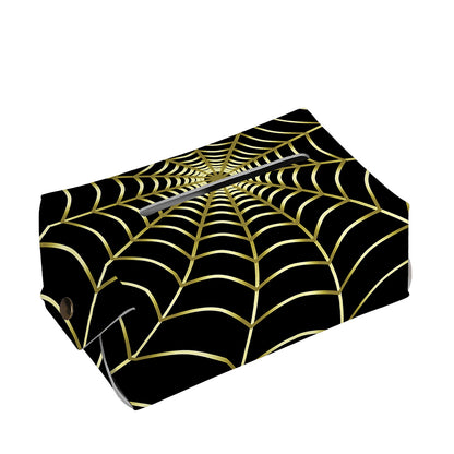 Yellow Cobweb Print Rectangle Tissue Box Cover