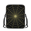 Yellow Cobweb Print Rectangular Crossbody Bag