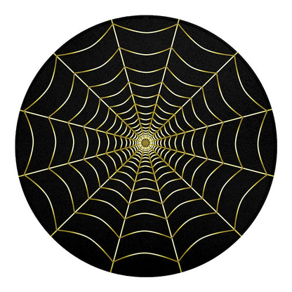 Yellow Cobweb Print Round Blanket