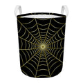 Yellow Cobweb Print Round Laundry Basket