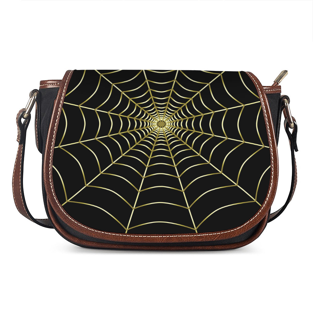 Yellow Cobweb Print Saddle Bag