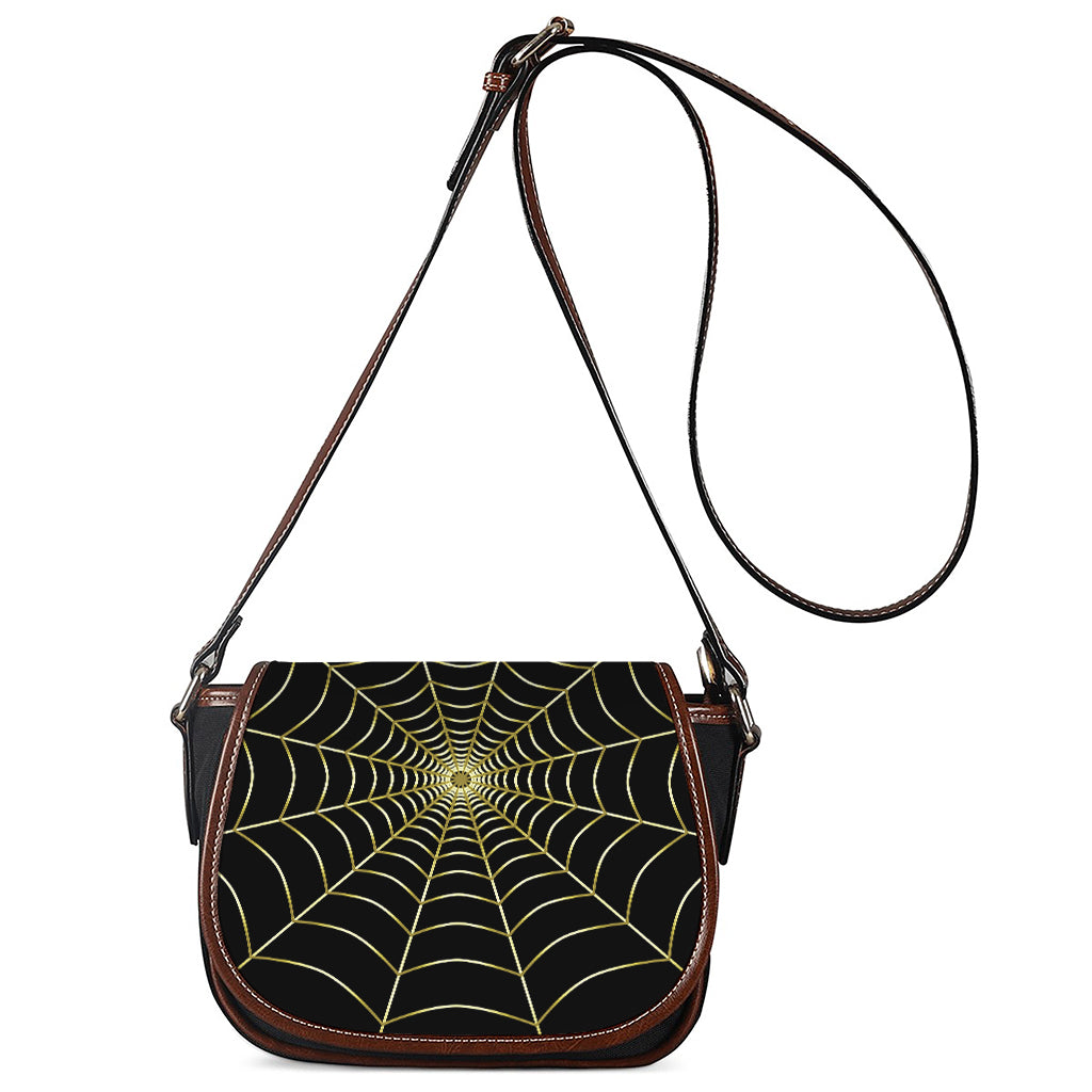 Yellow Cobweb Print Saddle Bag