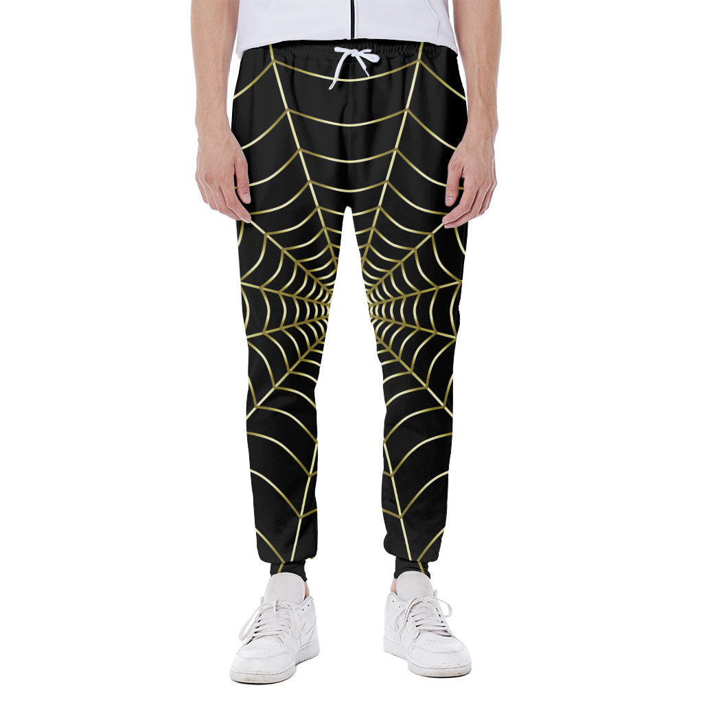 Yellow Cobweb Print Scuba Joggers