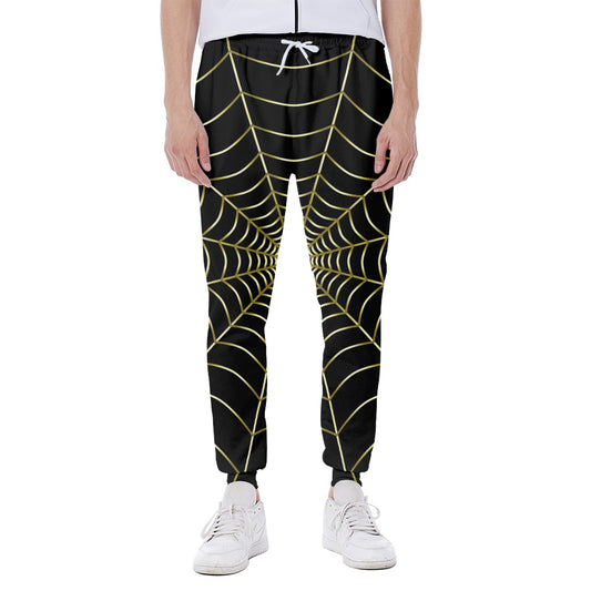 Yellow Cobweb Print Scuba Joggers