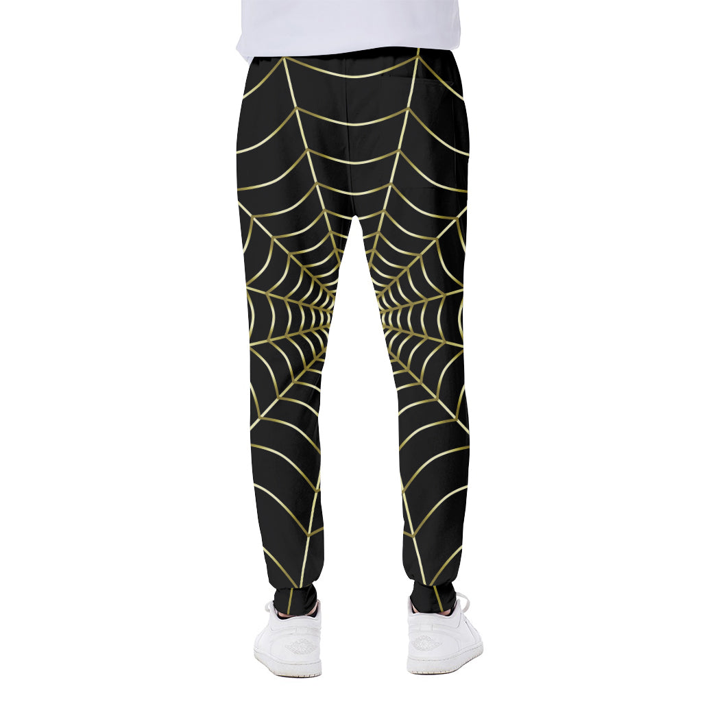 Yellow Cobweb Print Scuba Joggers