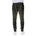 Yellow Cobweb Print Scuba Joggers