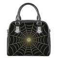 Yellow Cobweb Print Shoulder Handbag