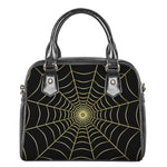 Yellow Cobweb Print Shoulder Handbag