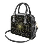 Yellow Cobweb Print Shoulder Handbag