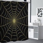 Yellow Cobweb Print Shower Curtain