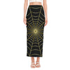 Yellow Cobweb Print Side Slit Maxi Skirt