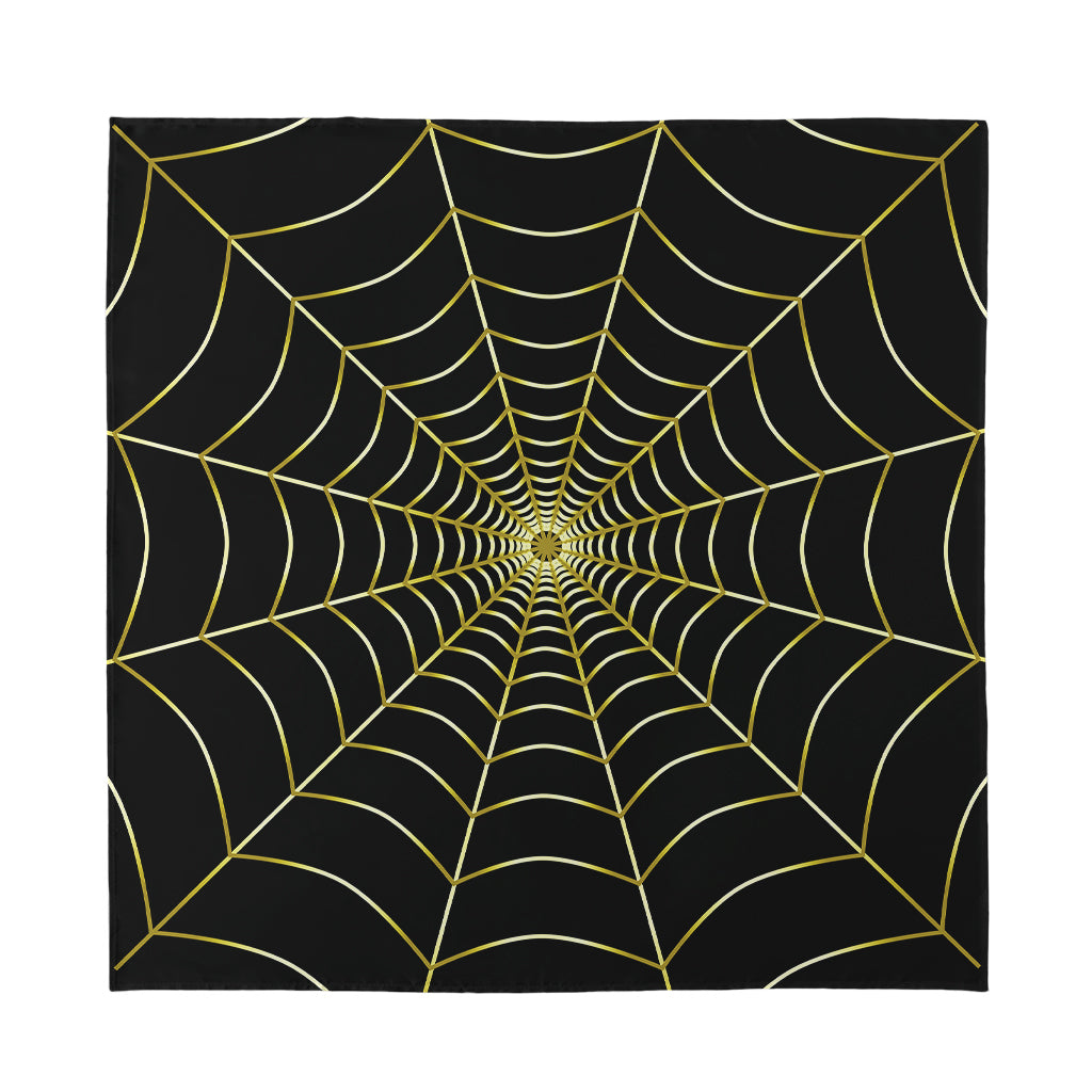 Yellow Cobweb Print Silk Bandana