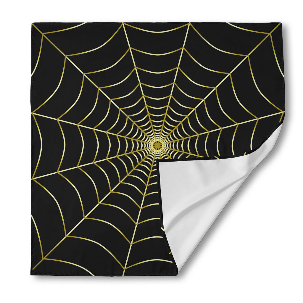 Yellow Cobweb Print Silk Bandana