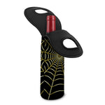 Yellow Cobweb Print Single Neoprene Wine Tote
