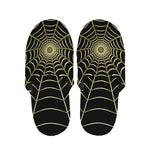 Yellow Cobweb Print Slippers