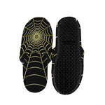 Yellow Cobweb Print Slippers