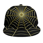 Yellow Cobweb Print Snapback Cap
