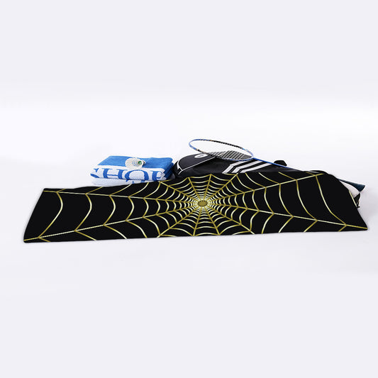 Yellow Cobweb Print Sports Towel