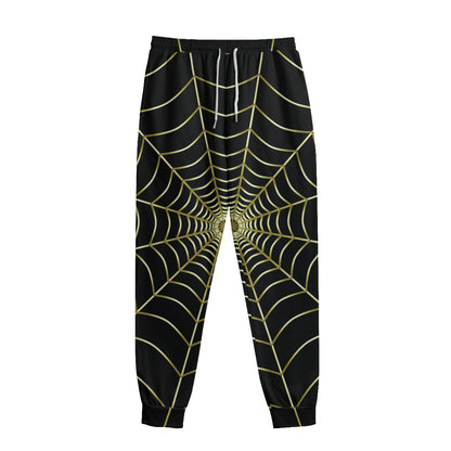 Yellow Cobweb Print Sweatpants