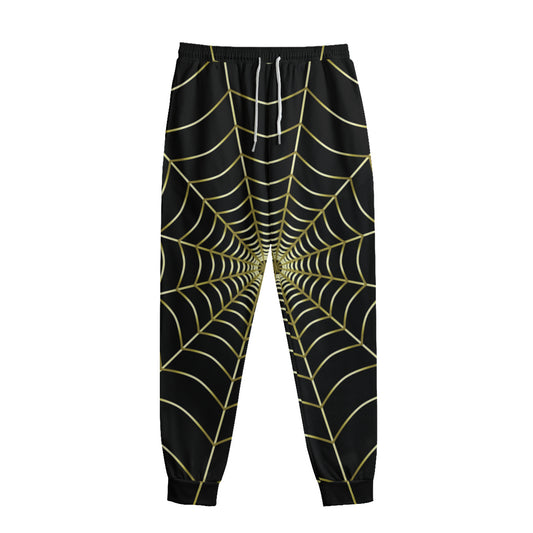 Yellow Cobweb Print Sweatpants