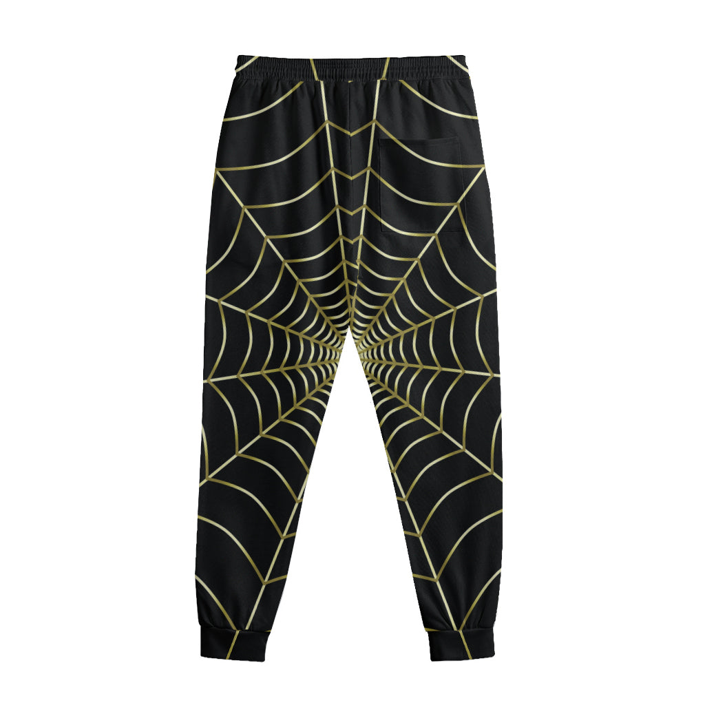 Yellow Cobweb Print Sweatpants
