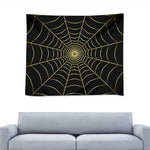 Yellow Cobweb Print Tapestry