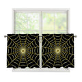 Yellow Cobweb Print Tier Curtains