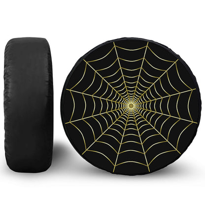 Yellow Cobweb Print Tire Cover