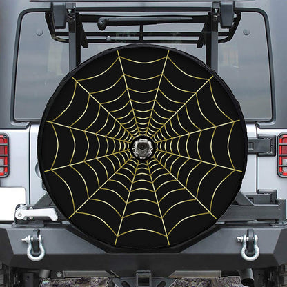 Yellow Cobweb Print Tire Cover With Camera Hole