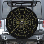 Yellow Cobweb Print Tire Cover With Camera Hole