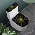 Yellow Cobweb Print Toilet Lid And Tank Cover Set