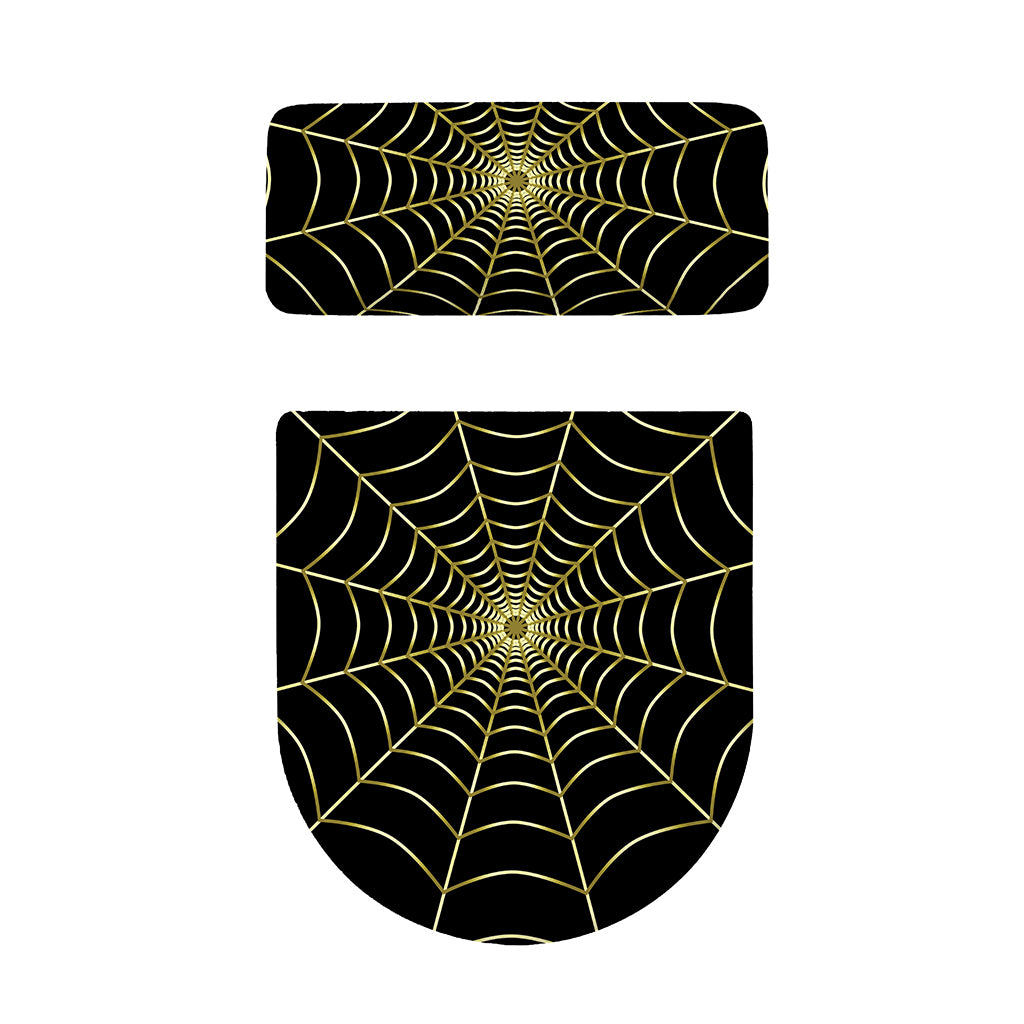 Yellow Cobweb Print Toilet Lid And Tank Cover Set