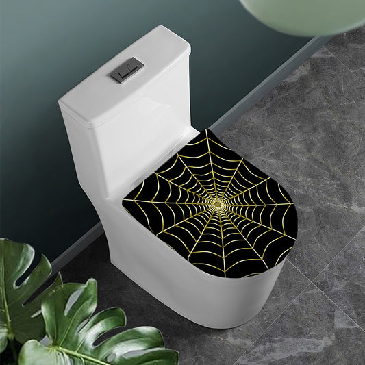 Yellow Cobweb Print Toilet Lid Cover