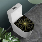 Yellow Cobweb Print Toilet Lid Cover