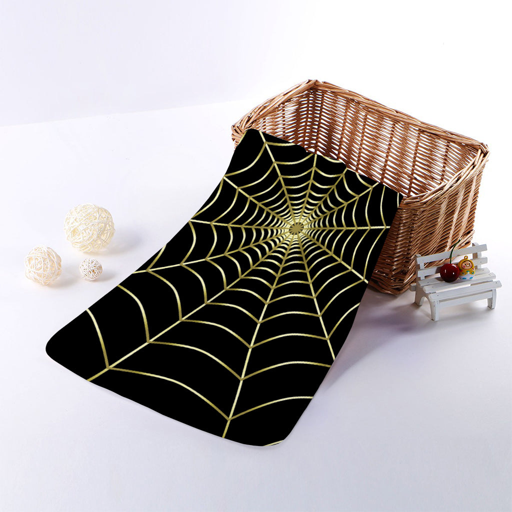 Yellow Cobweb Print Towel