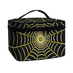 Yellow Cobweb Print Travel Makeup Bag