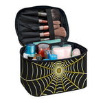 Yellow Cobweb Print Travel Makeup Bag