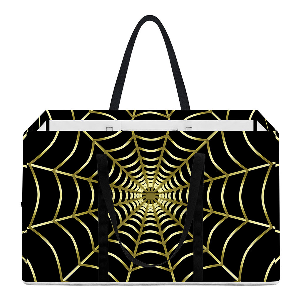 Yellow Cobweb Print Utility Tote Bag