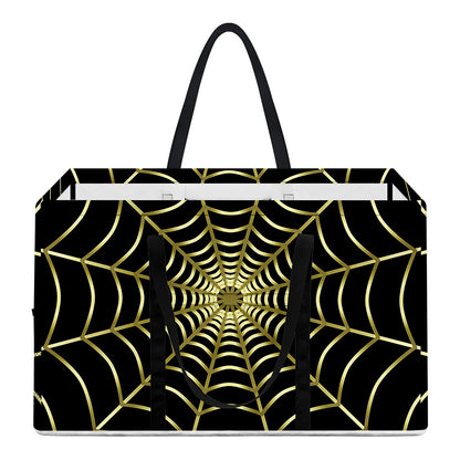 Yellow Cobweb Print Utility Tote Bag