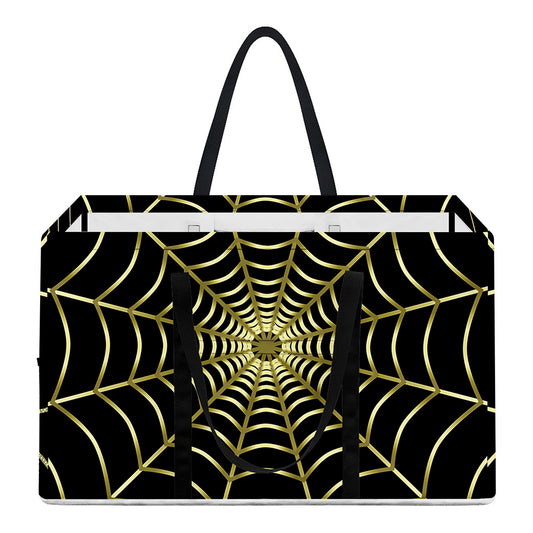Yellow Cobweb Print Utility Tote Bag