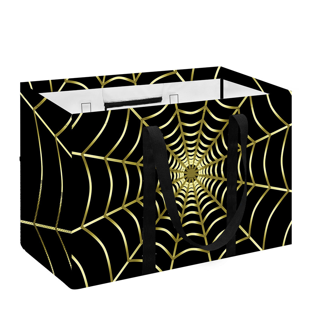 Yellow Cobweb Print Utility Tote Bag