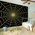 Yellow Cobweb Print Wall Sticker