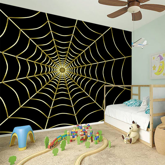 Yellow Cobweb Print Wall Sticker
