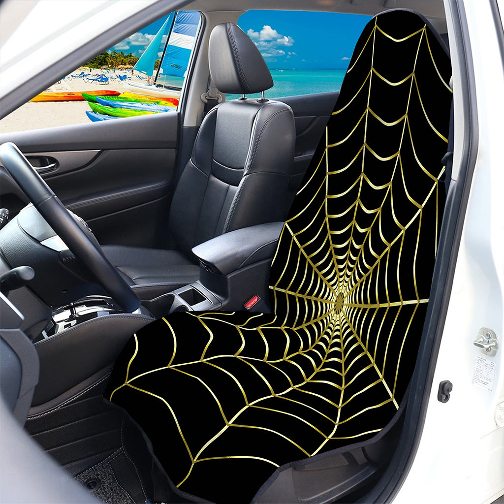 Yellow Cobweb Print Waterproof Car Seat Cover