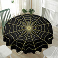 Yellow Cobweb Print Waterproof Round Tablecloth