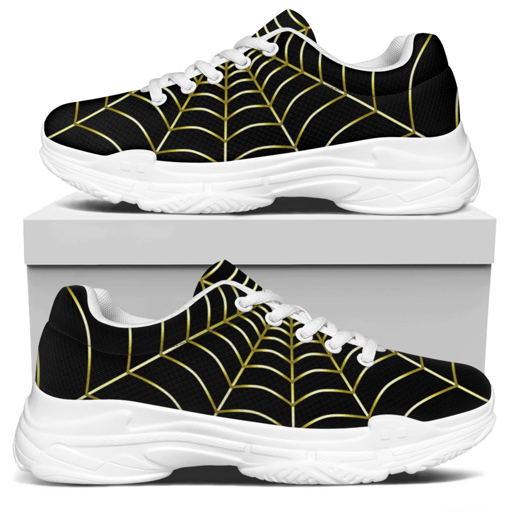Yellow Cobweb Print White Chunky Shoes