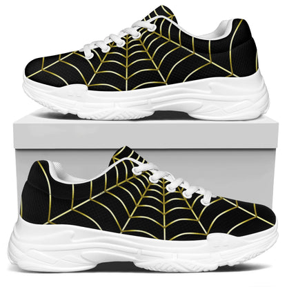 Yellow Cobweb Print White Chunky Shoes