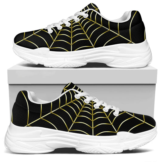 Yellow Cobweb Print White Chunky Shoes
