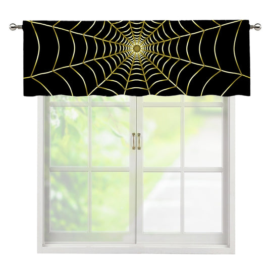 Yellow Cobweb Print Window Valance