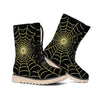 Yellow Cobweb Print Winter Boots